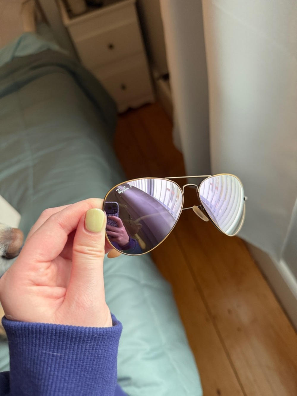 Polarized Ray-Ban Purple Mirror Aviator Sunglasses